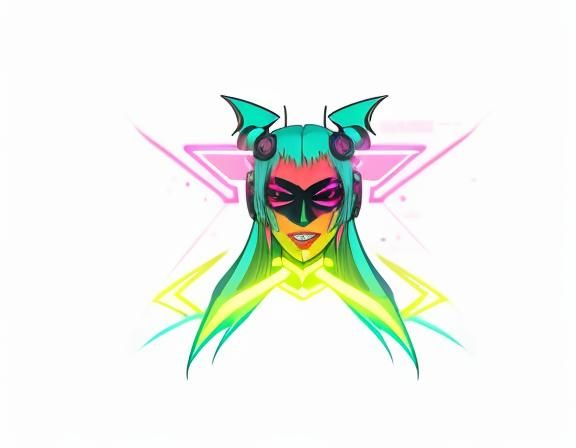 Cyberpunk Demon Anime with Neon Color Palette