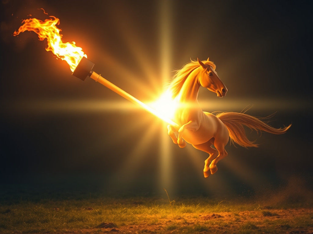 Torch Creates Charging Horse From Light