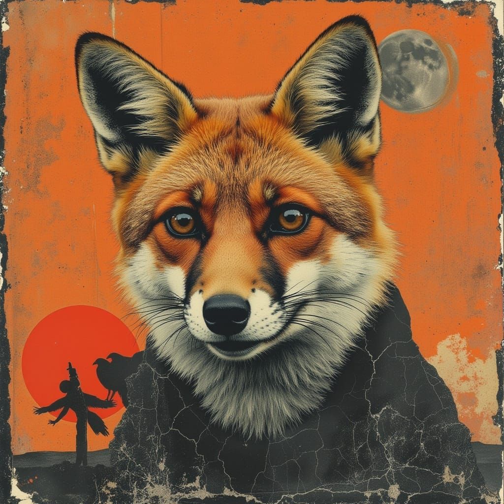 Fox's Playful Face in Detailed Wildlife Photography