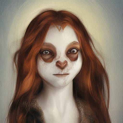 Hyperdetailed Bunny Person Portrait in Triadic Colors