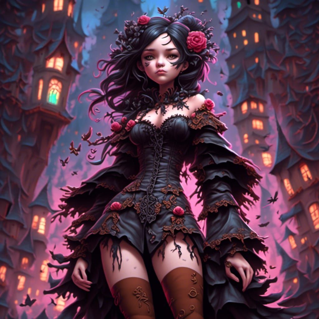 Young Woman in Graffiti Art Style, Ultra Detailed