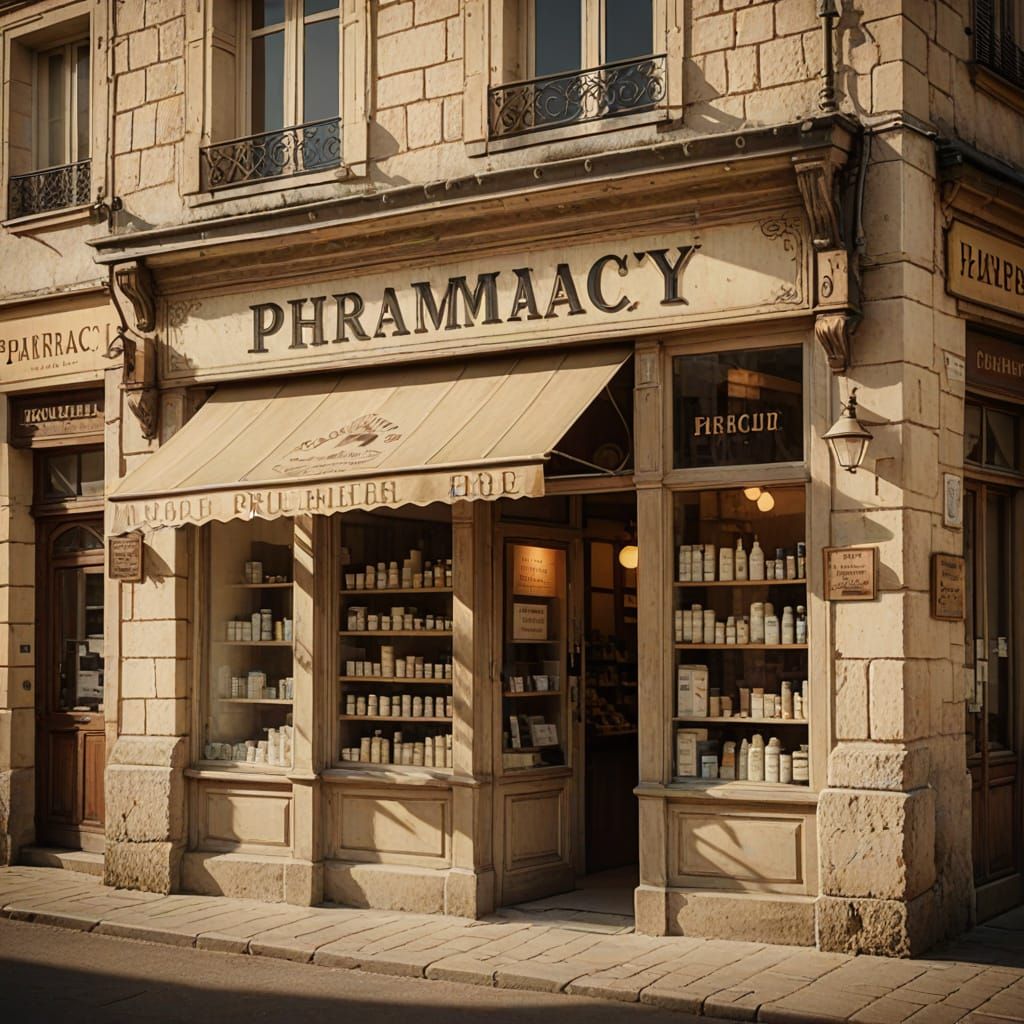 Vintage French Pharmacie in Impressionist Style