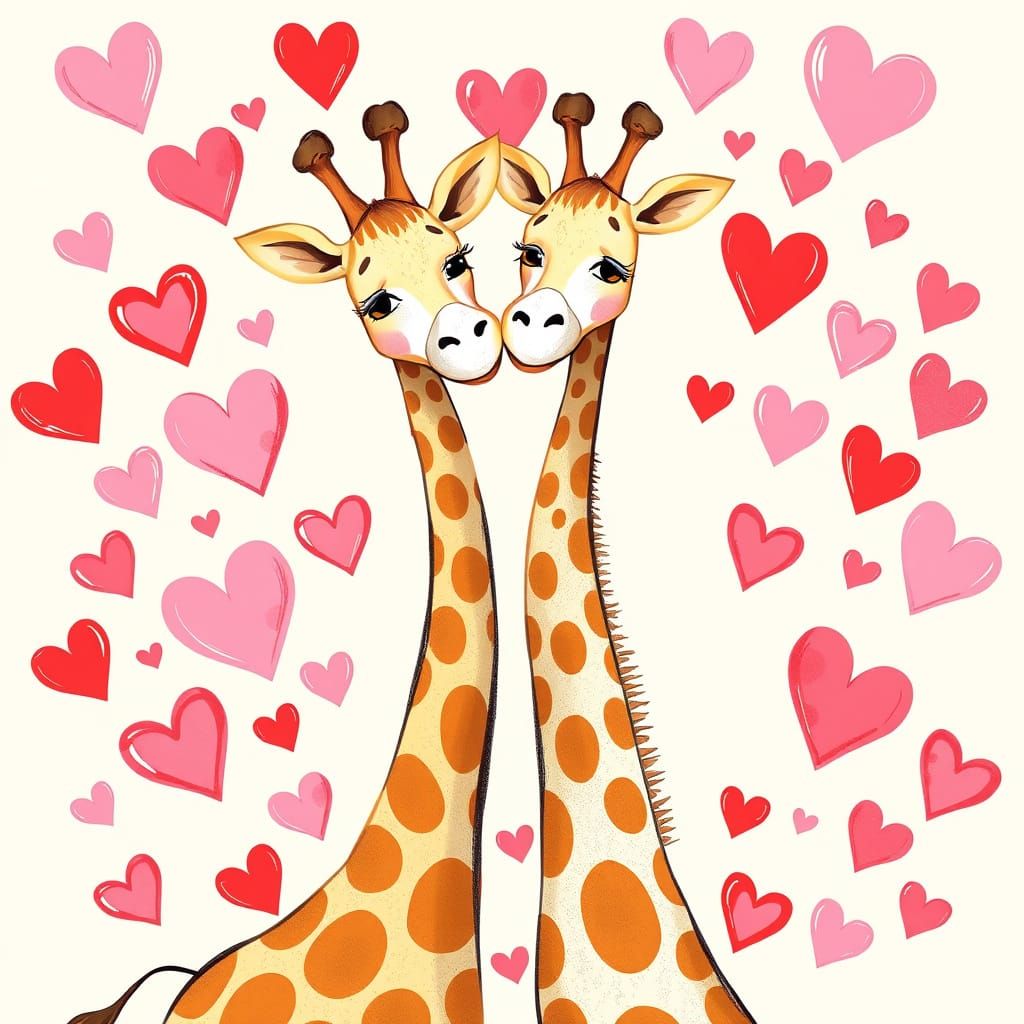 Whimsical Giraffe Cartoon in Vibrant Colors