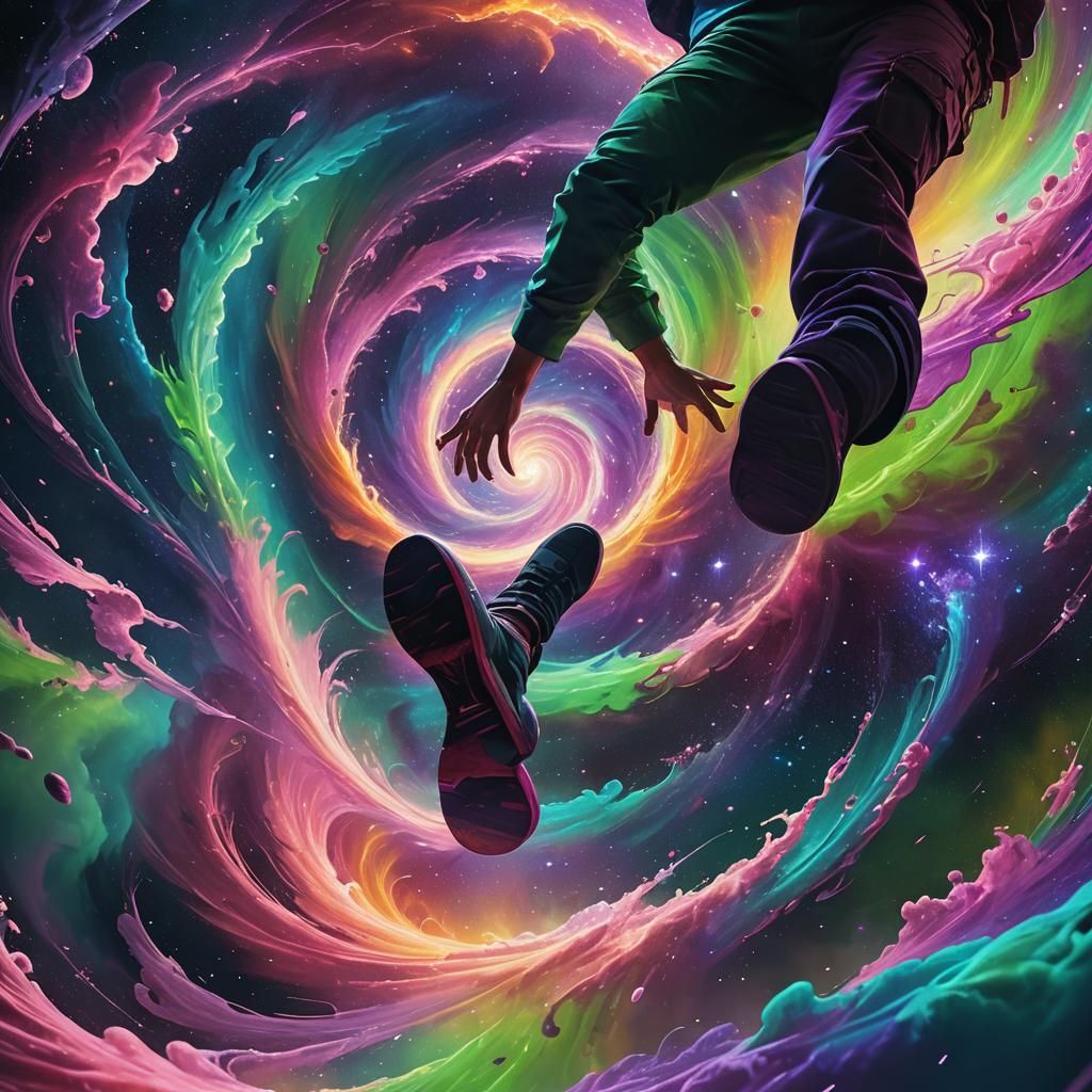 Ethereal Art: Person Enters Swirling Cosmic Void