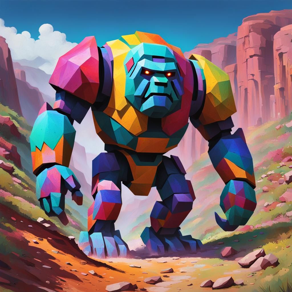 Multi-Colored Paint Golem in Valley