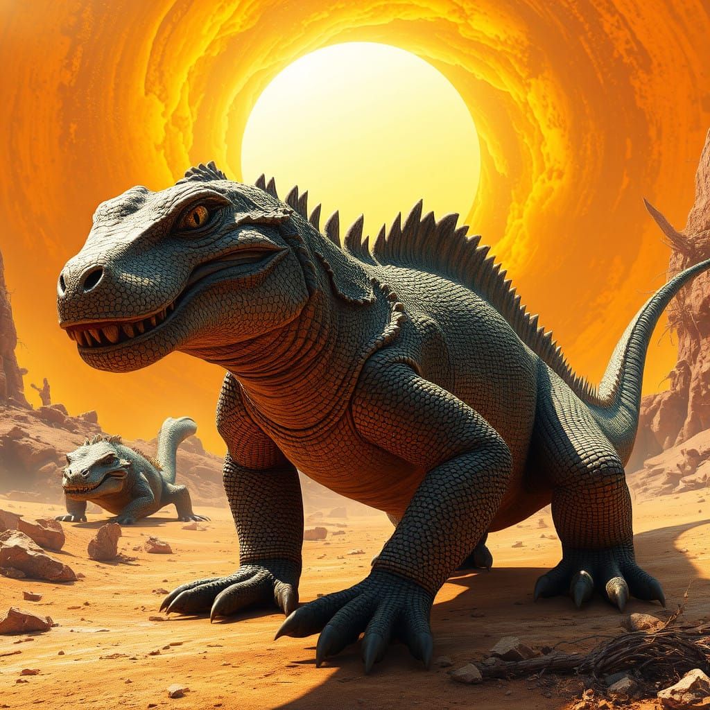 Apex Predator Komodo Dragon in Weathered Armor