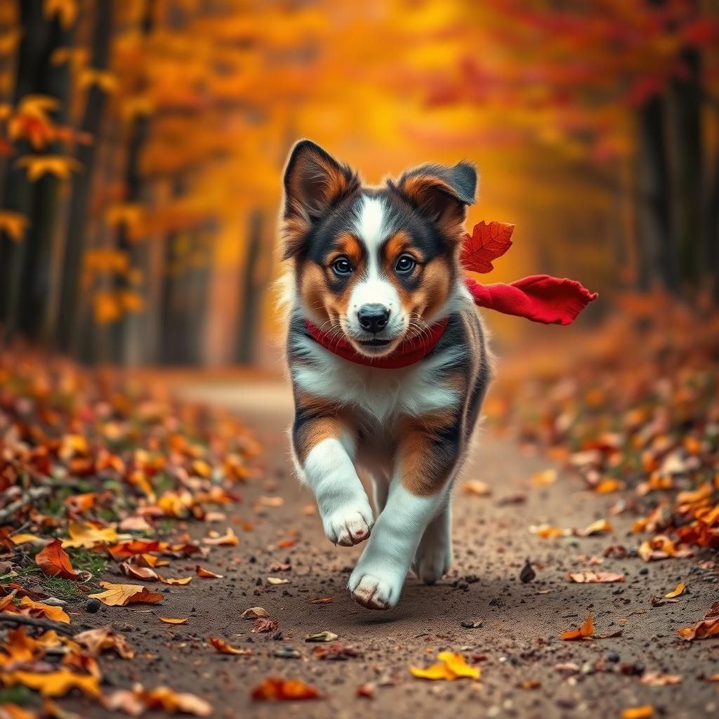 Australian Shepherd Puppy's Autumn Adventure: Digital Matte ...