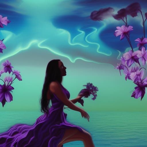 Romantic Island Kiss in Purple Tones