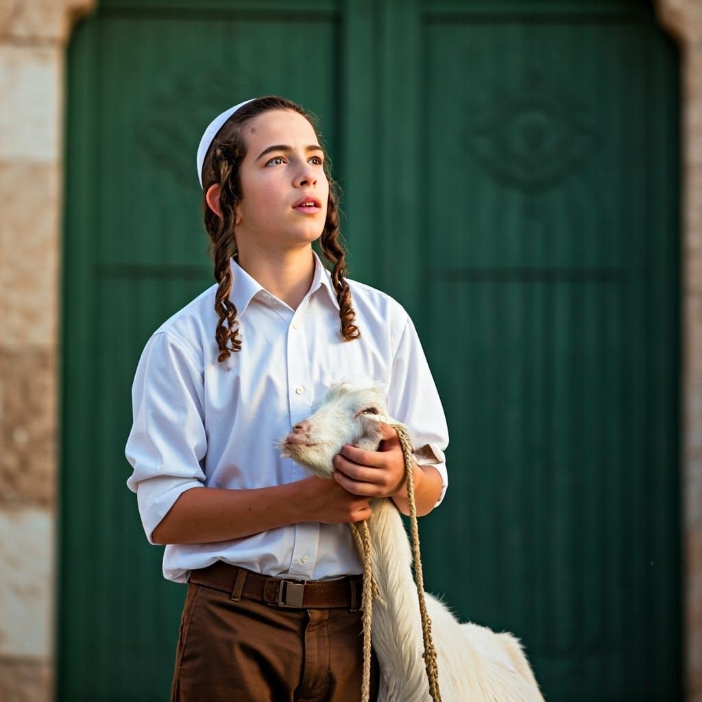 Young Hasidic Man in Humble Reverence at Temple Mount