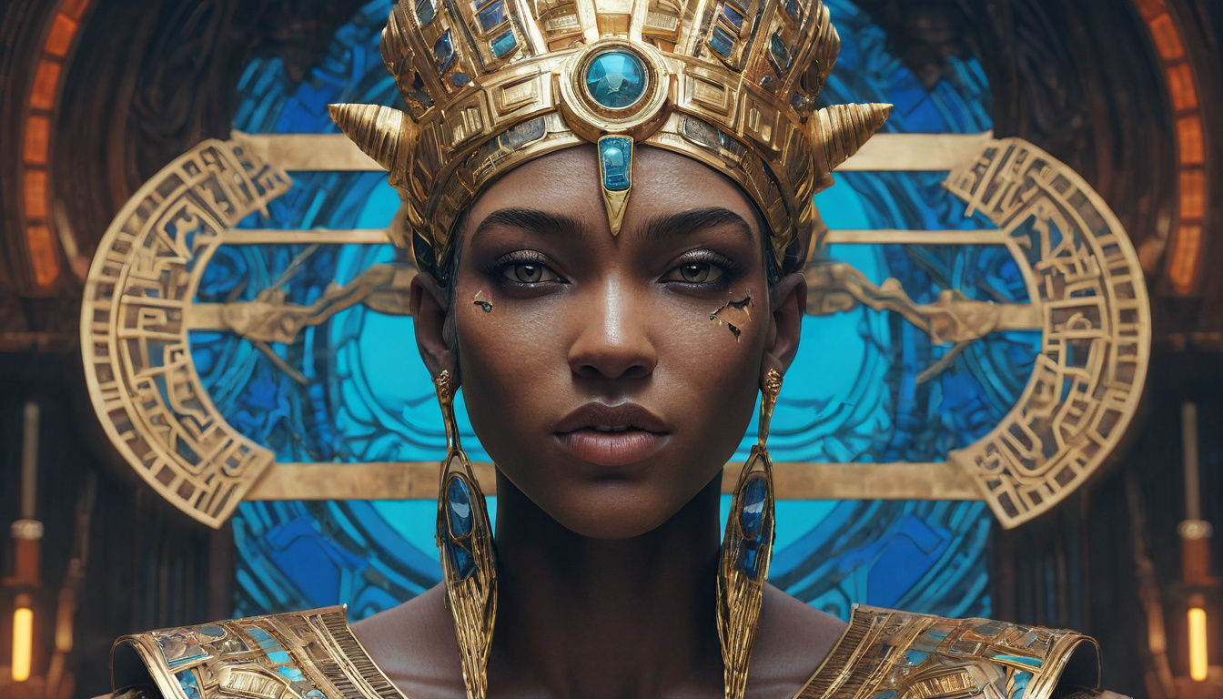 Concept Art Portrait of a Pharaoh in Triadic Colors