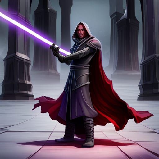 Sith Master with Purple and Red Lightsabers