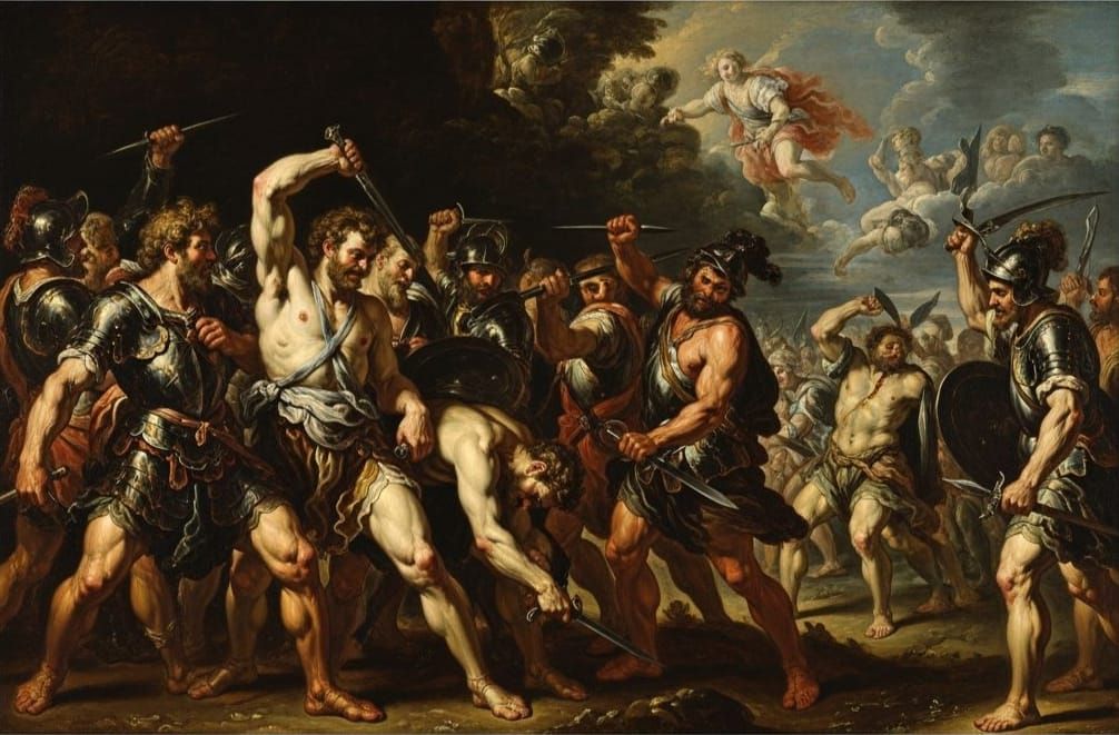 Grimdark Scene in Baroque Style