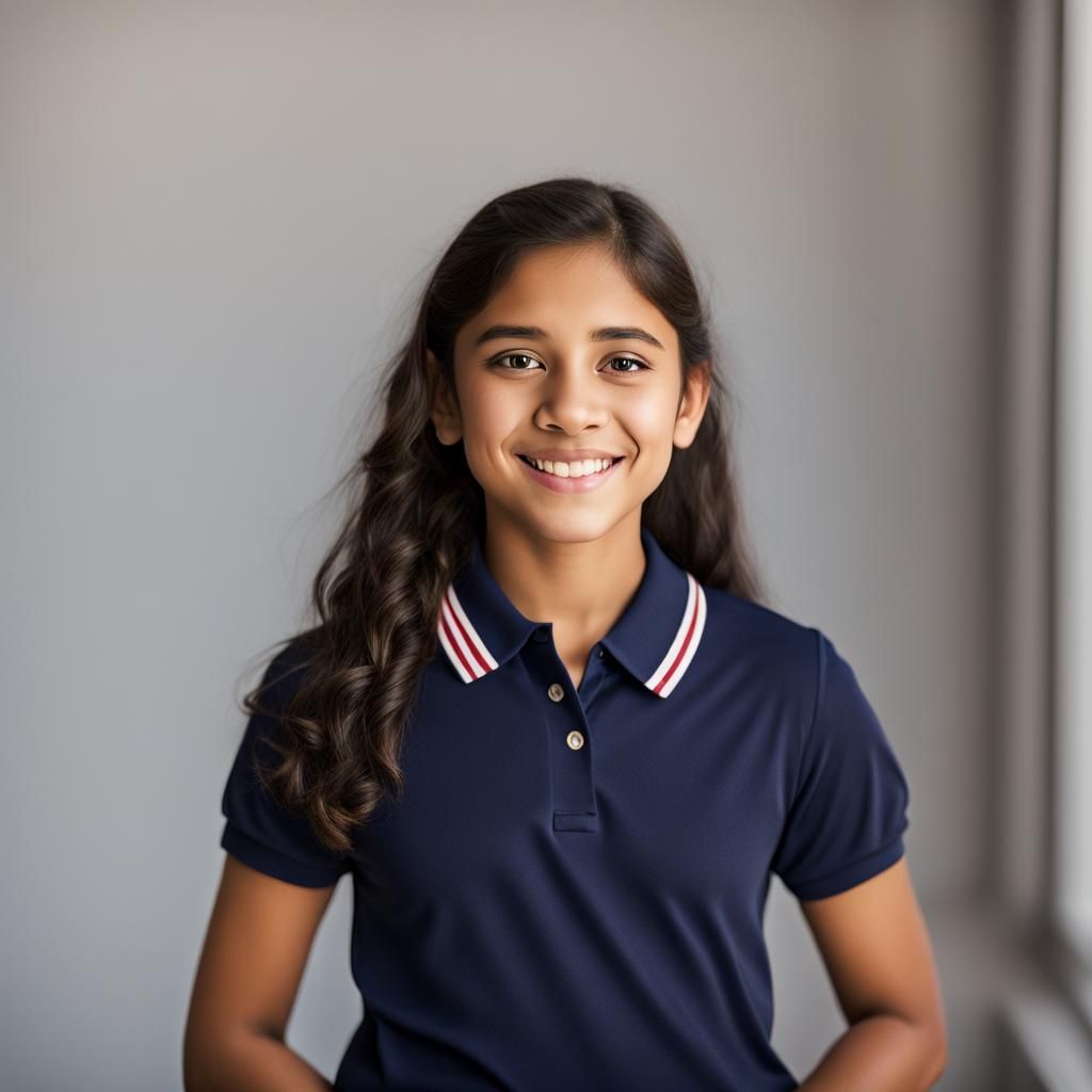 Latina Girl Portrait: Navy Polo and Braces