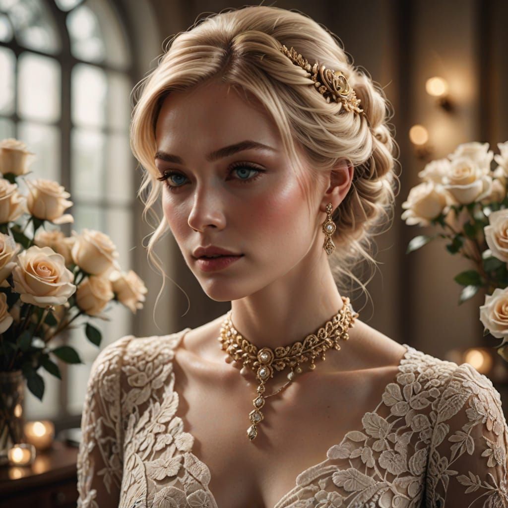 Elegant Young Woman in Golden Light