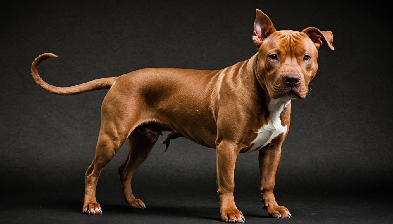 Fierce Red-Nosed Pitbull Dog Portrait