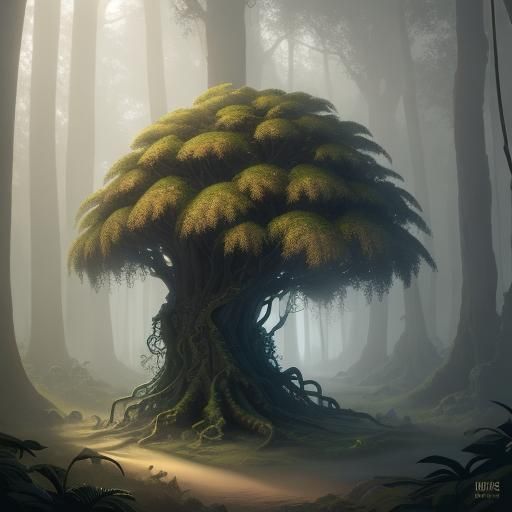 Mystical Palm Trees with Limbs in Fantasy Art