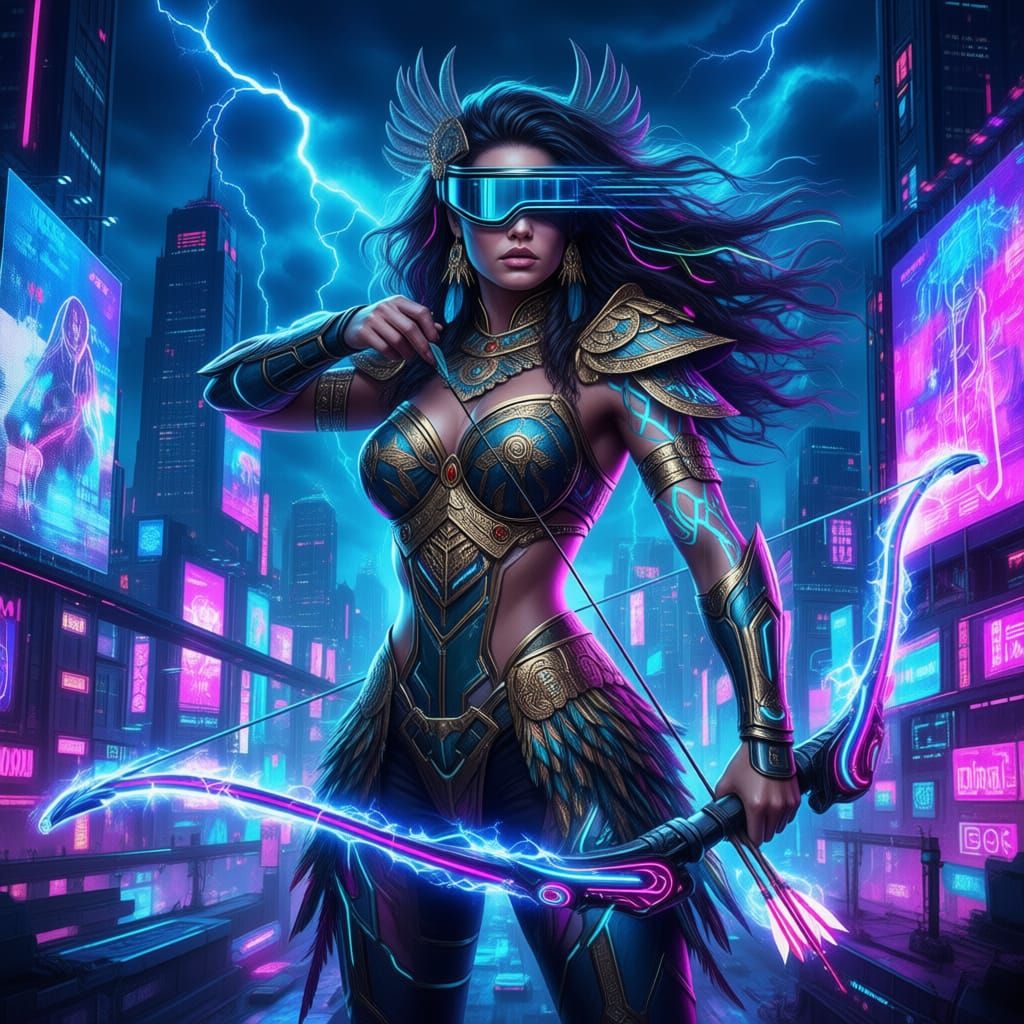 cyberpunk Amazon heroine