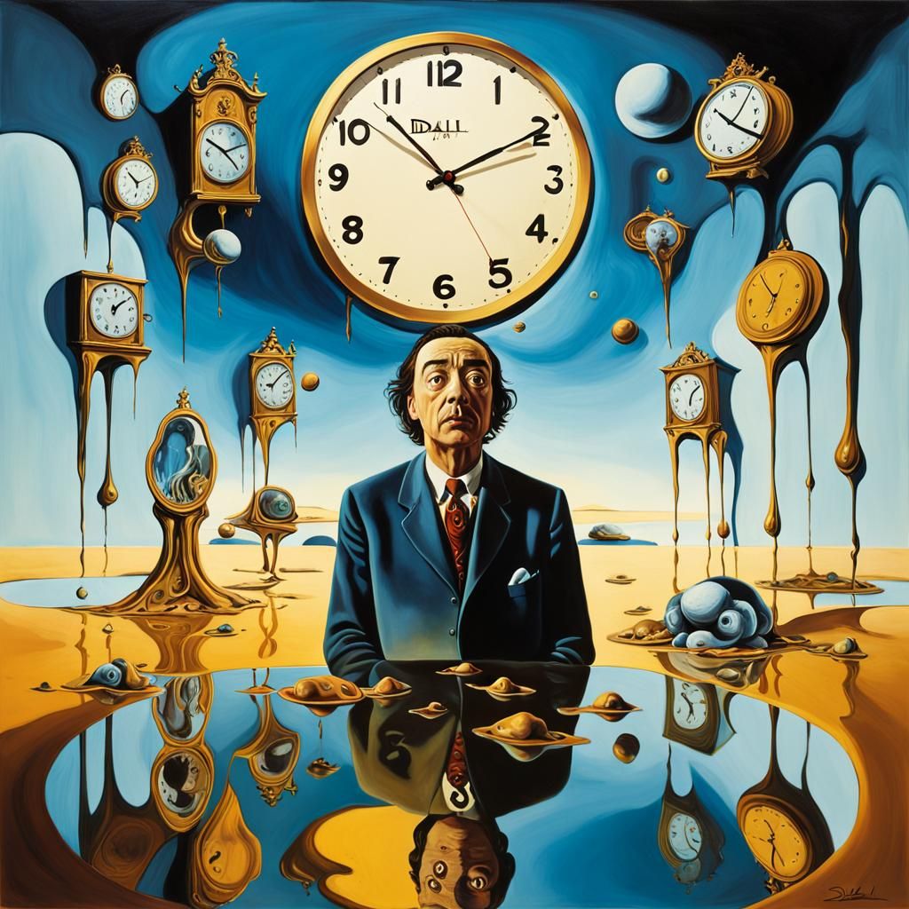 Surrealist Figure Trapped in Melting Dreamscape