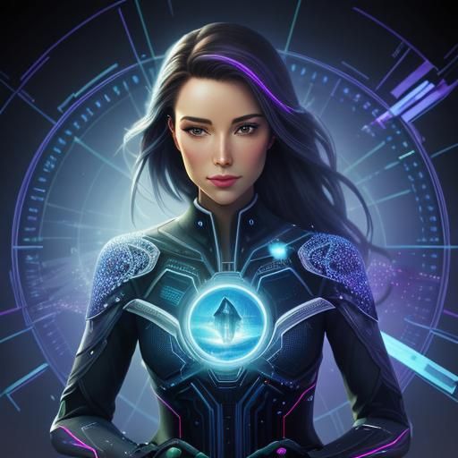 Holographic Silhouette Portrait with Data Display