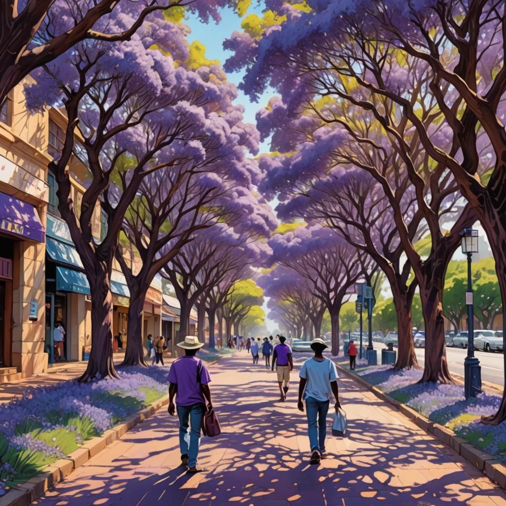 Jacaranda Trees in Pretoria as Comic Book Art