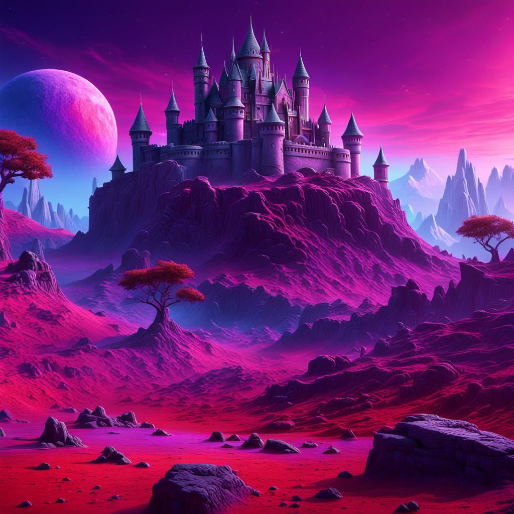 Alien Castle on Ancient Ground in Fantasy Concept Art
