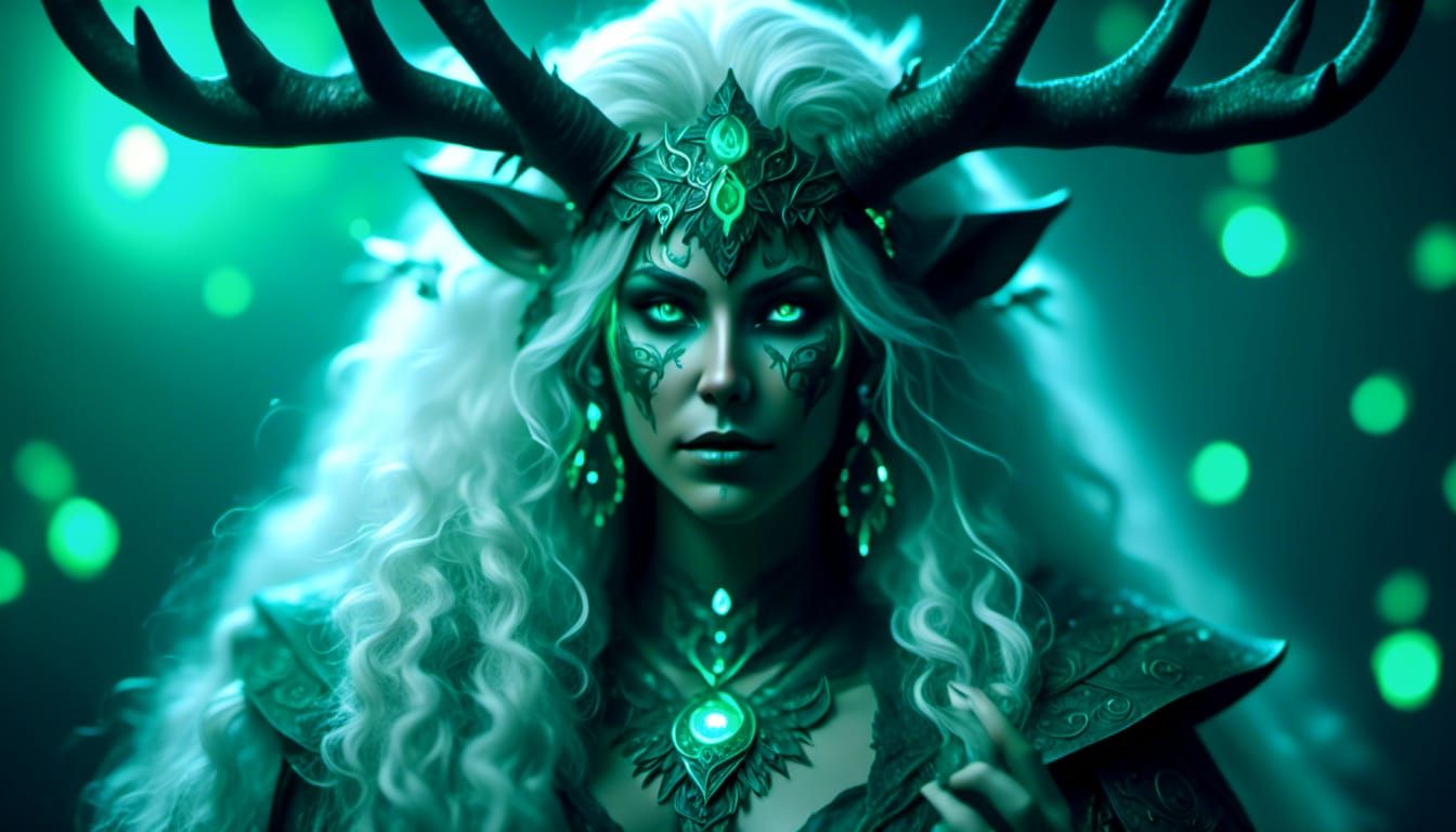 Tiefling Portrait with Deer Horns in Tribal Robes