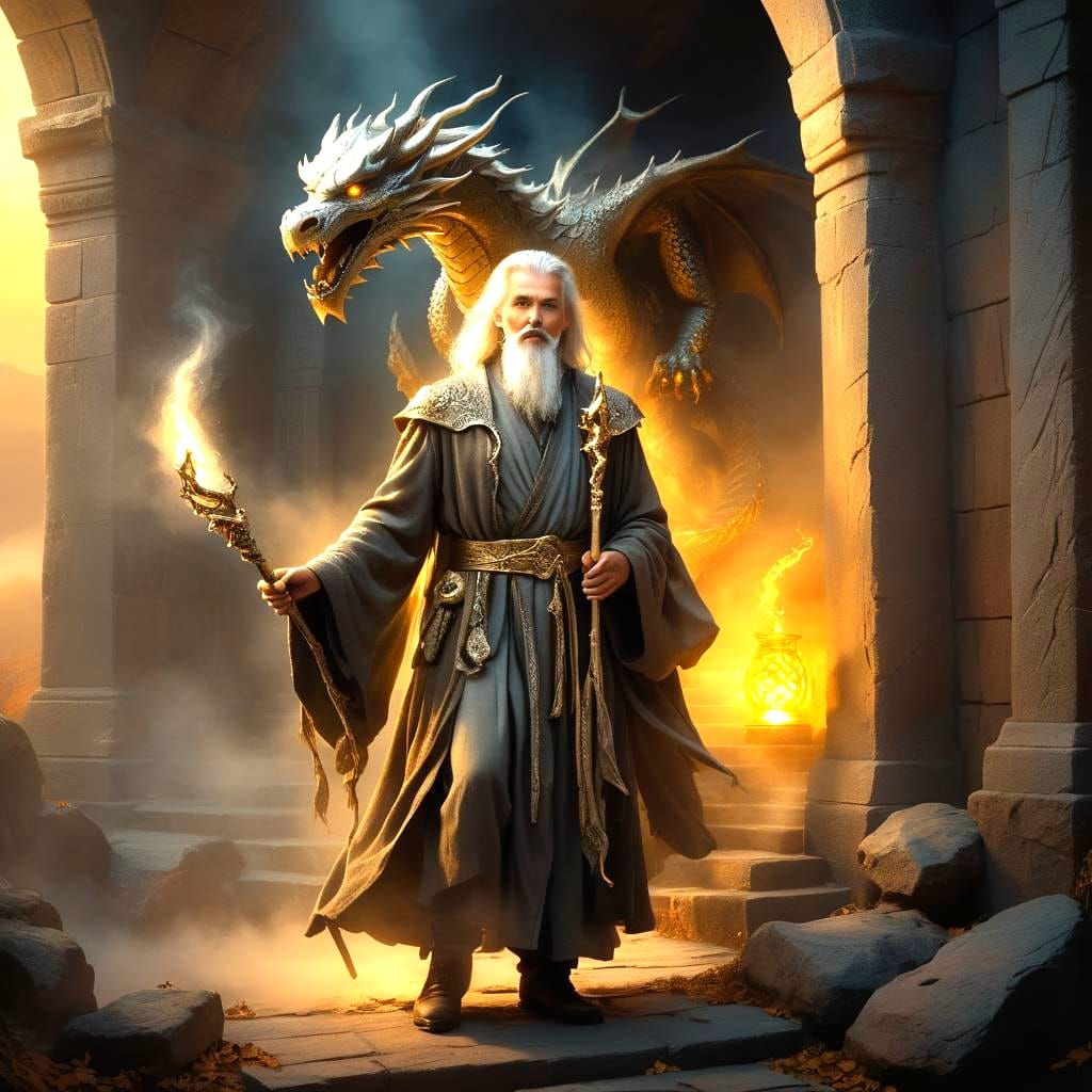 Handsome Wizard in Deadly Tomb, Ethereal Fantasy Style