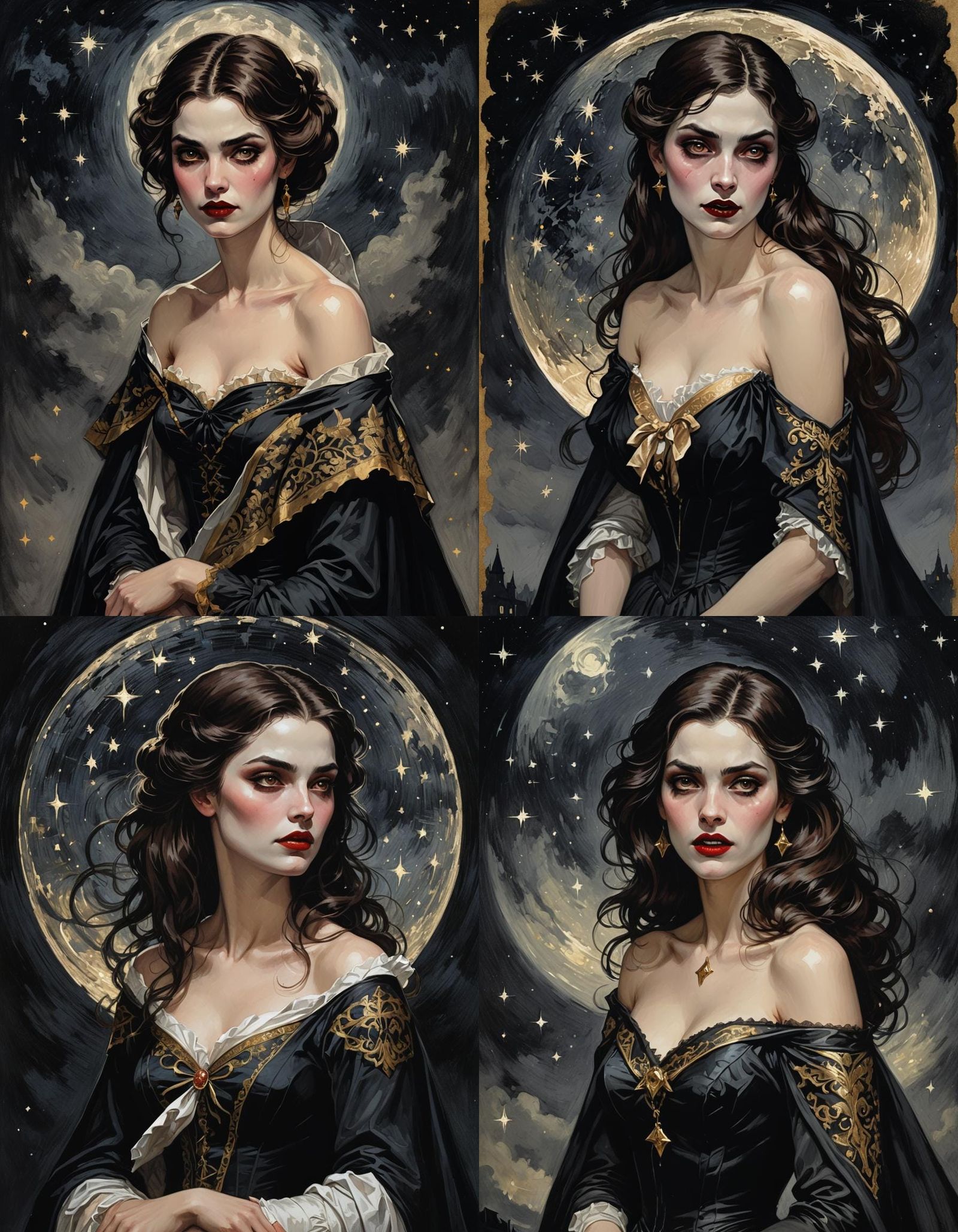 Gilded Age Vampire Portrait in Comic Book Style