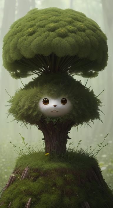 Cute Golden Dandelion Monster in Anime Art Style