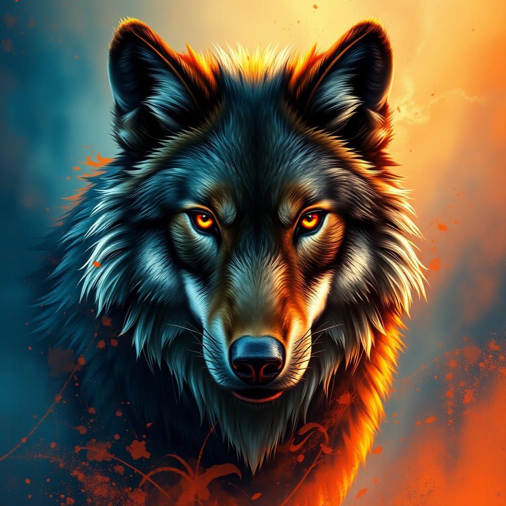 Hyperrealistic Wolf Emerging from a Mystical Realm in Vibran...