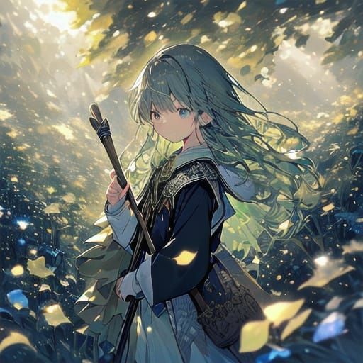 Whimsical Young Witch Embarks on Magical Journey