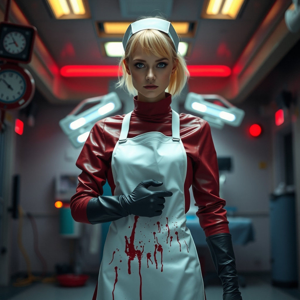 Menacing Nurse in High-Tech Operating Theater