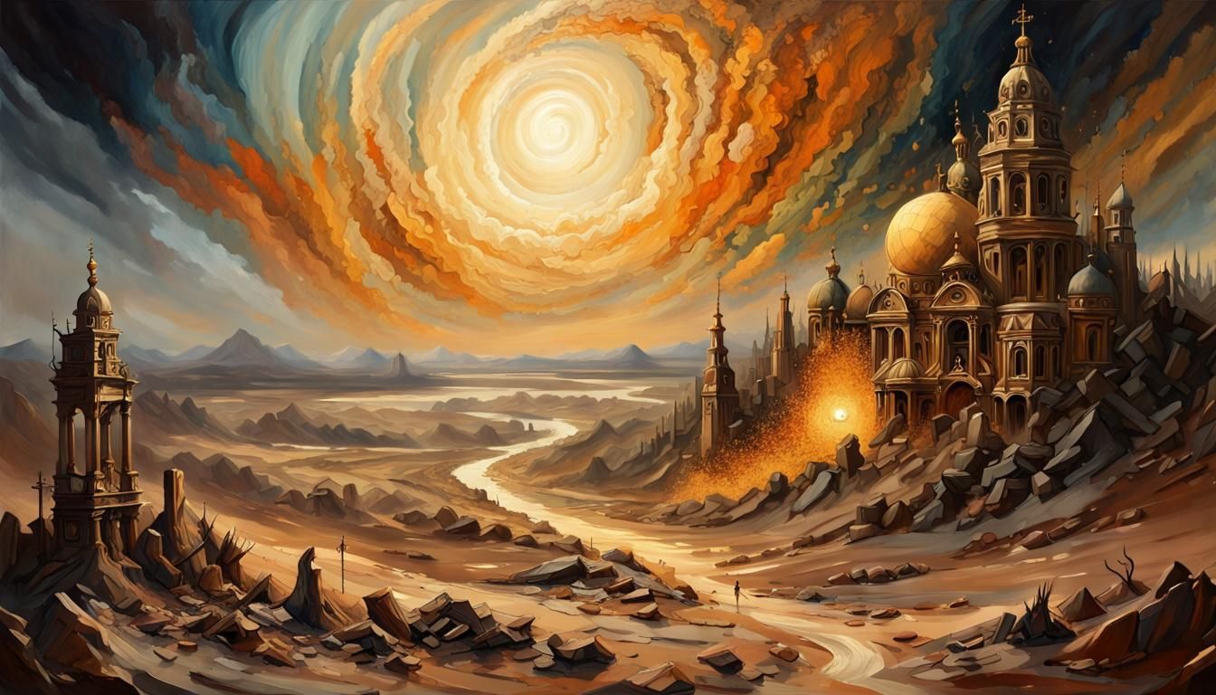 Post-Apocalyptic Baroque: Divine Messenger in Golden Light