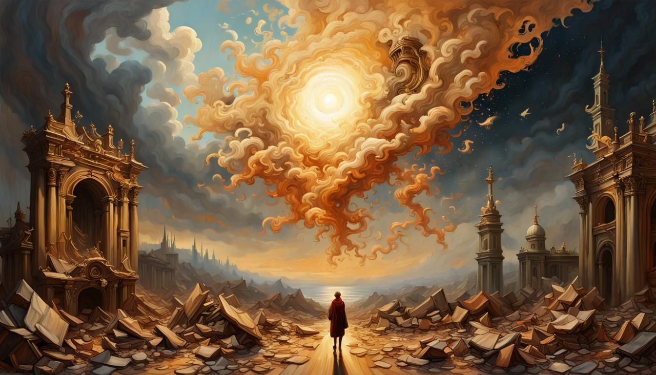 Baroque Post-Apocalyptic Landscape in Golden Hour Light