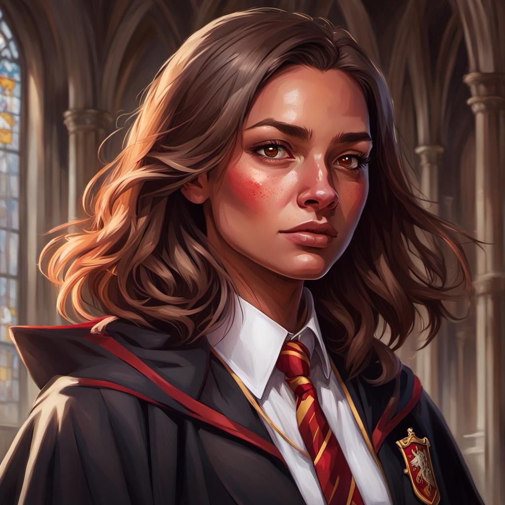 Gryffindor Student Portrait in Hyperdetailed Digital Art