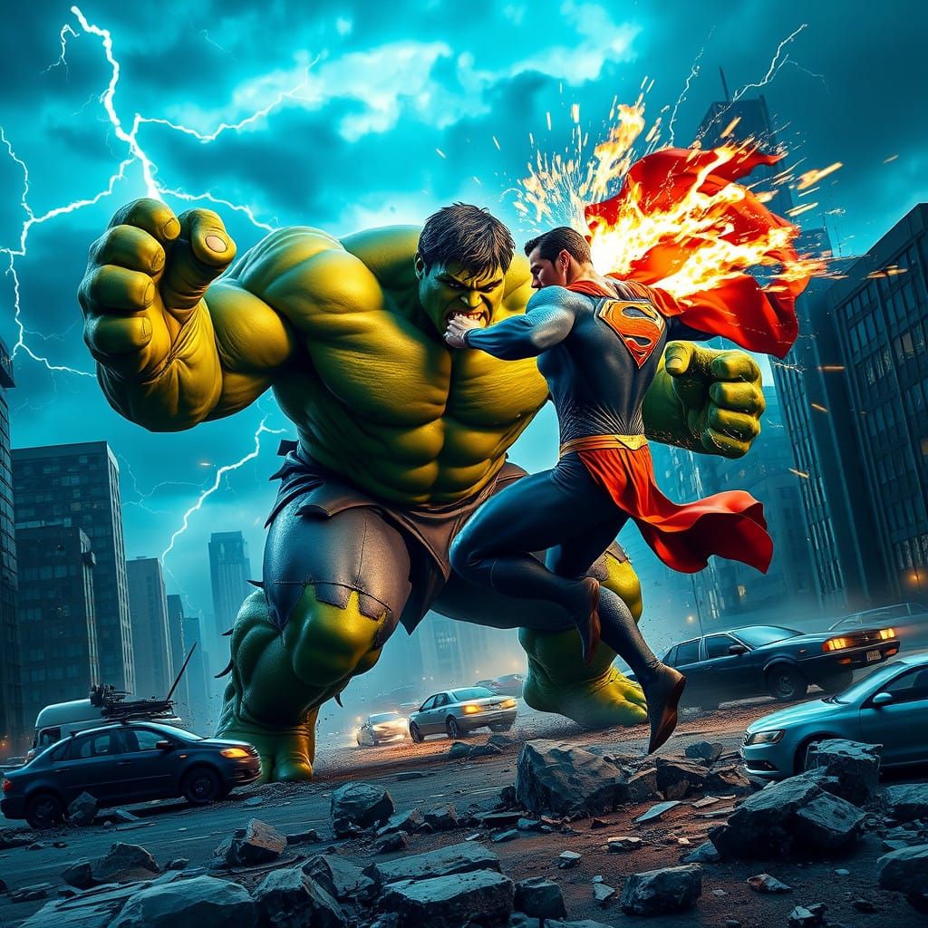 Superhero Showdown: Hulk and Superman Clash in Epic Battle