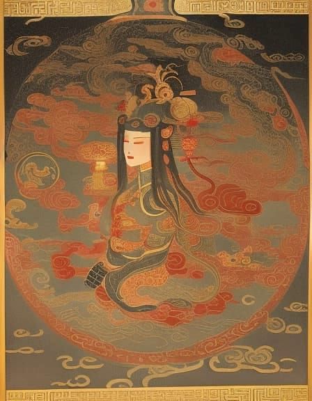 Chinese Mythology Ladies in Surrealist Style