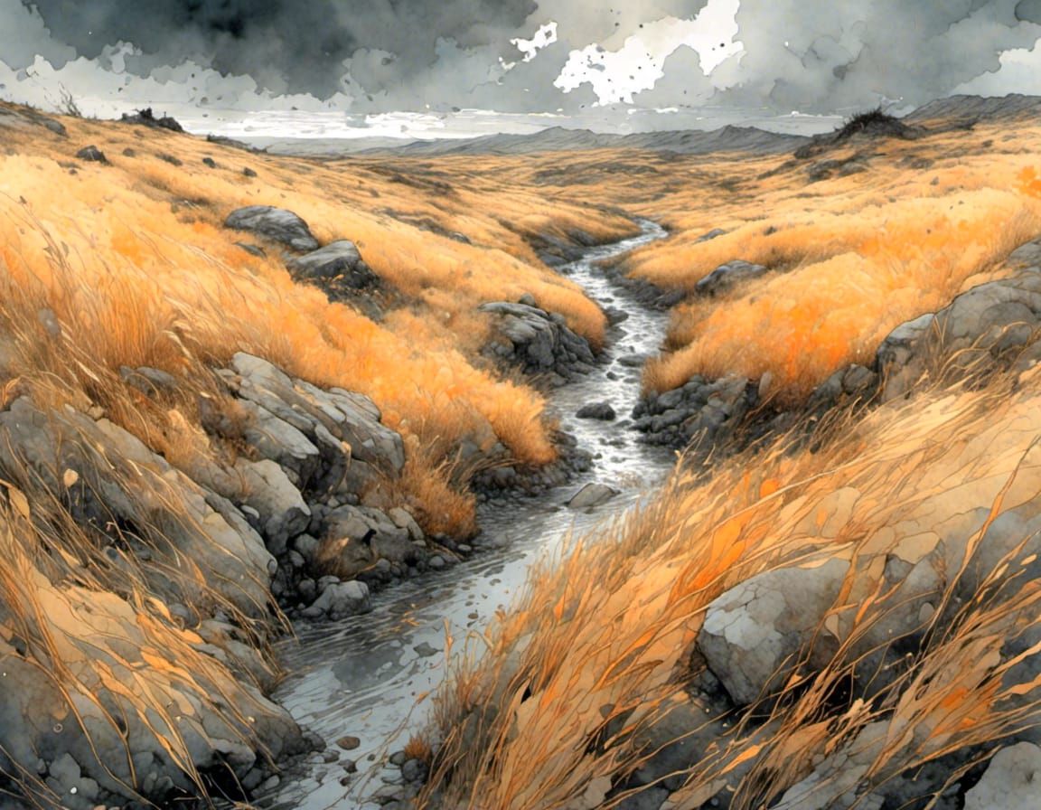 Desolate Welsh Moorland in Late Autumn