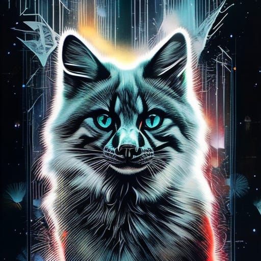 Cyberpunk Dog Portrait with Elegant Details