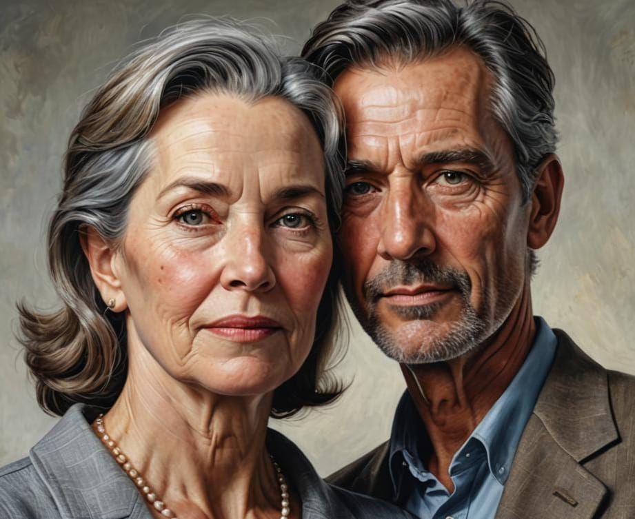 Hyperrealistic Portrait of a Mature Couple