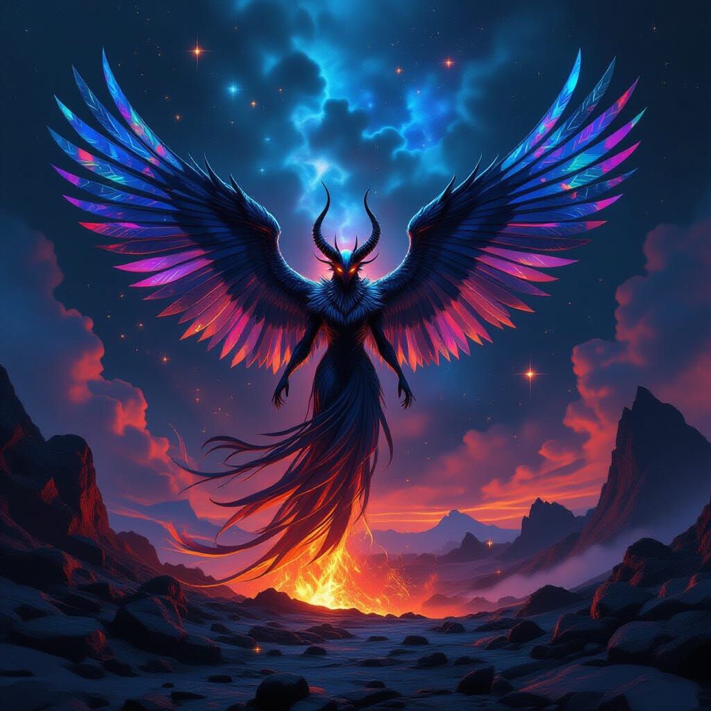 Majestic Devil Ascends from Cosmic Void