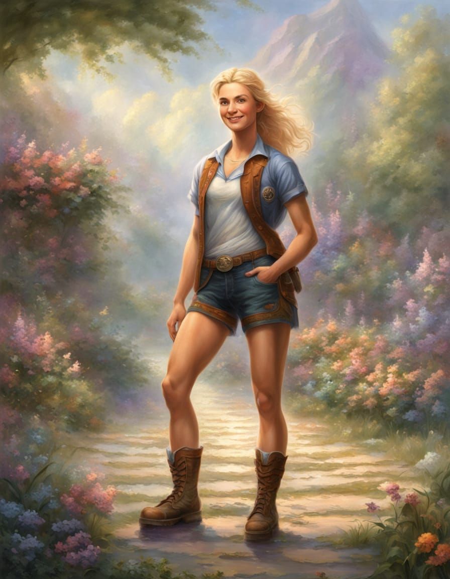 Ethereal Doctor in Shorts, Boots, and a Radiant Smile