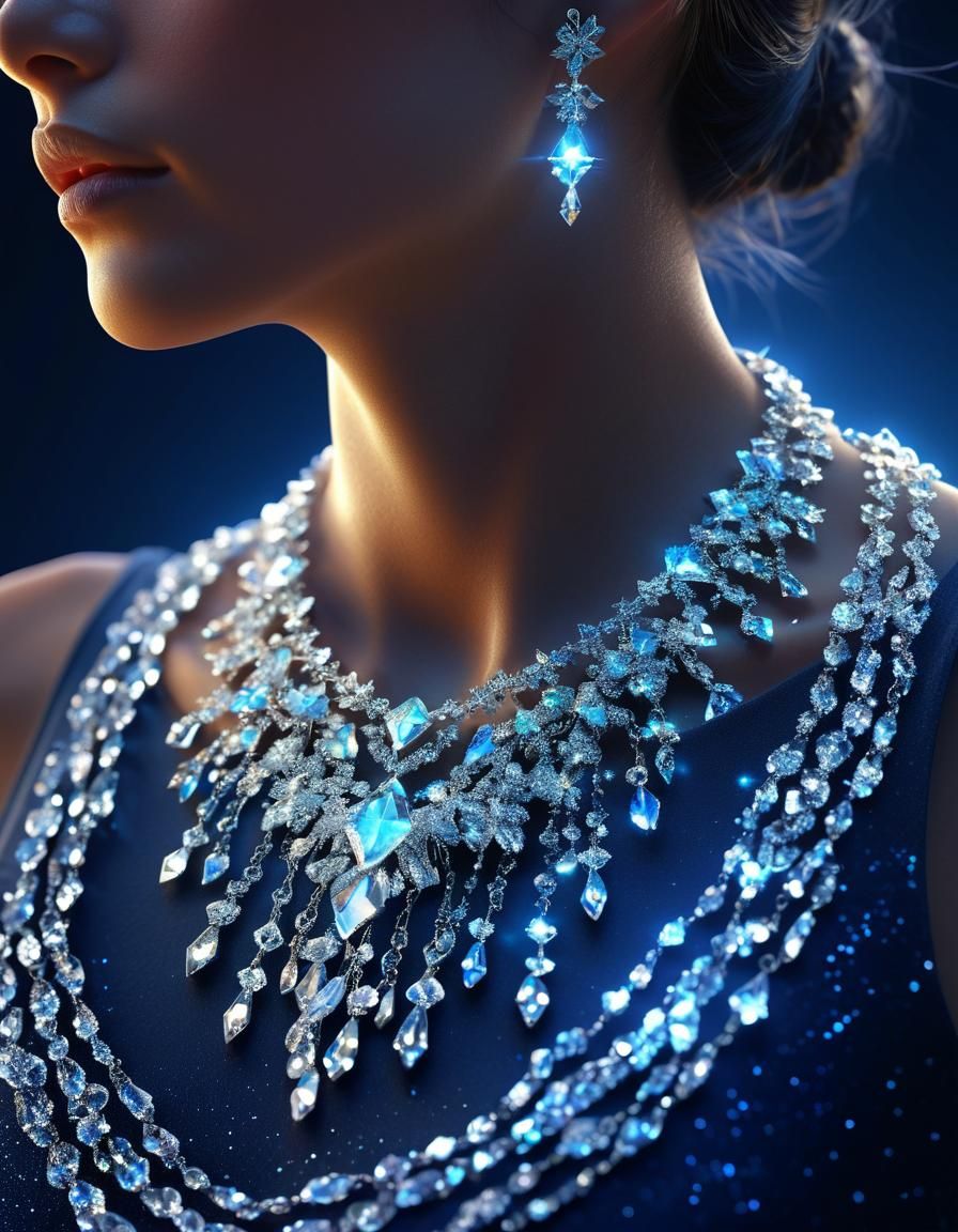 Crystalline Necklace in Hyper-Realistic Digital Art