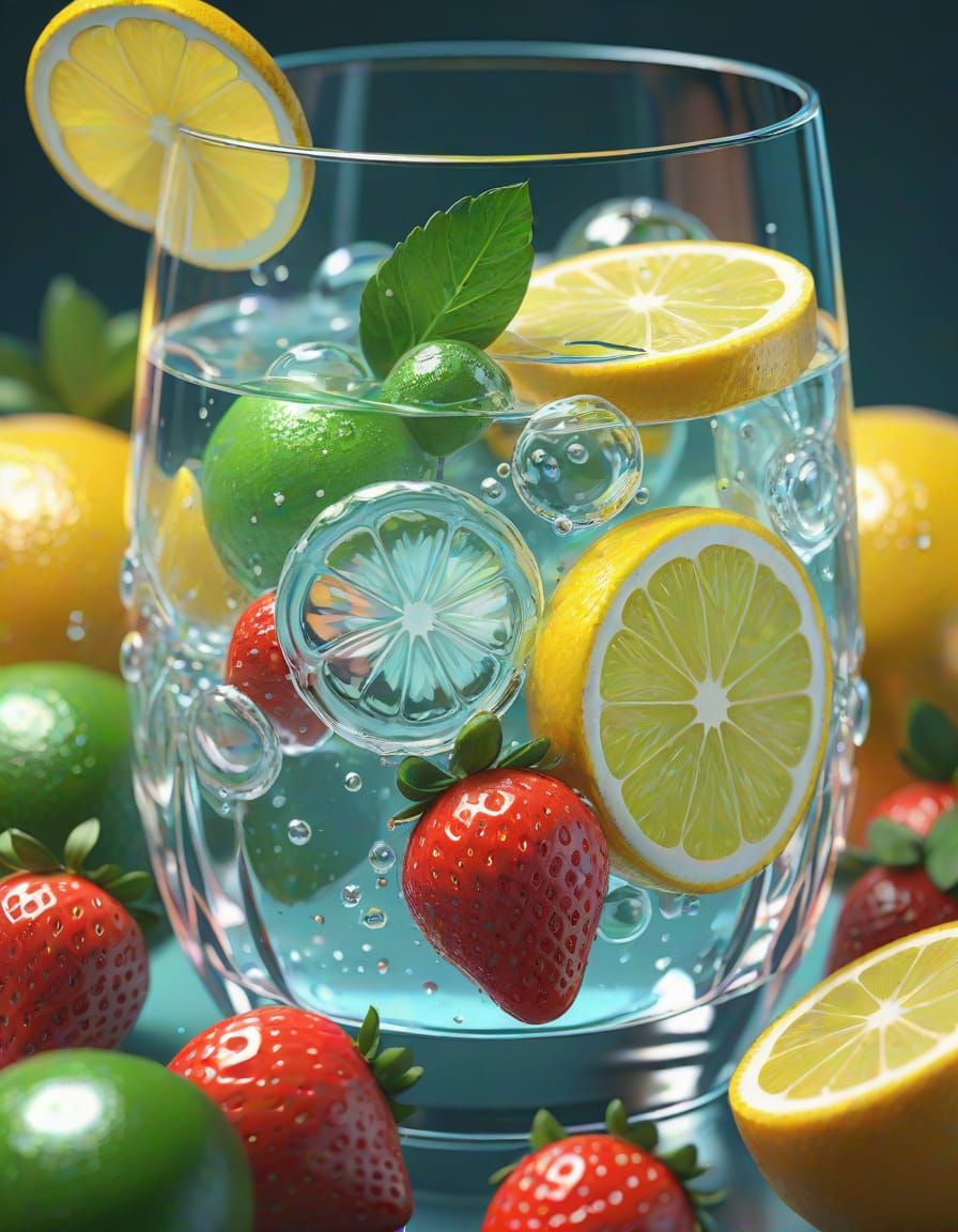 Vibrant Anime Concept Art of Sparkling Lemon Lime Soda and C...