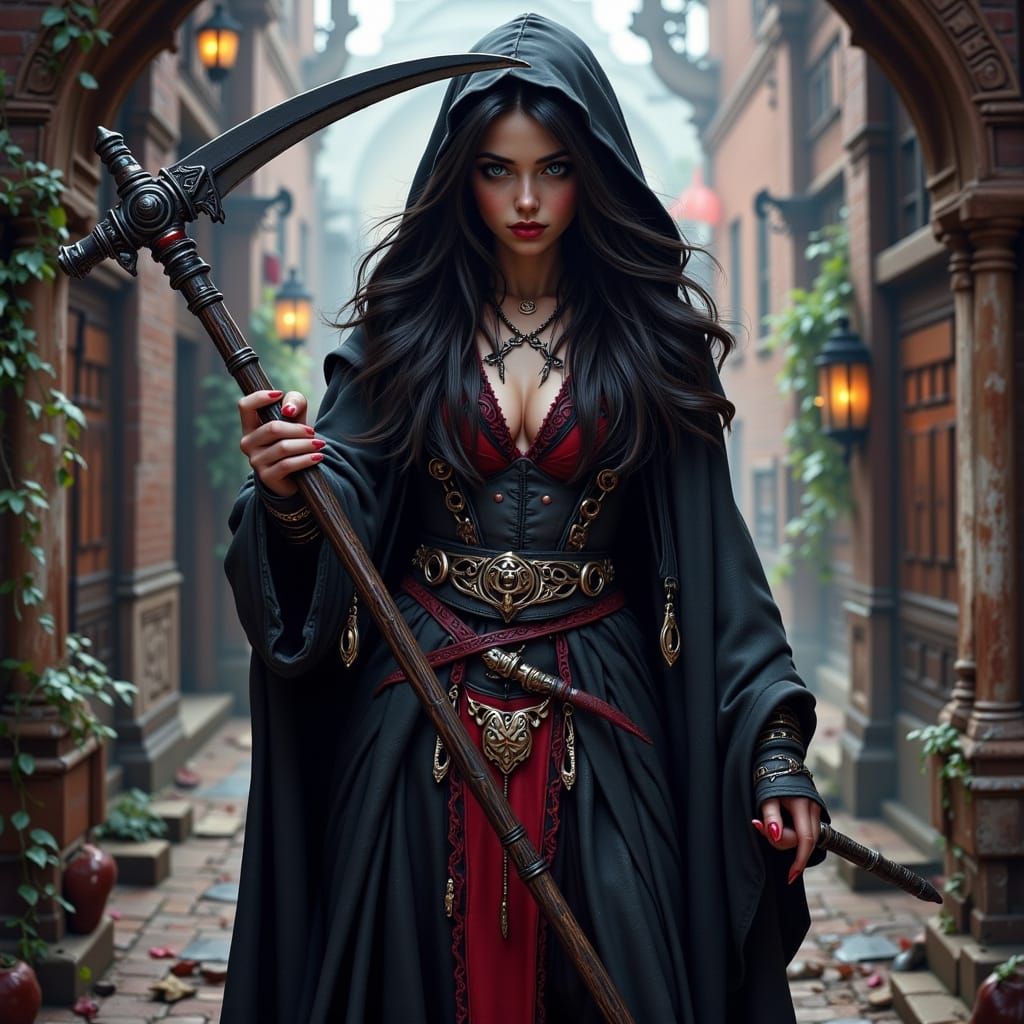 Aubrey Plaza as Lady Death in Gothic Art