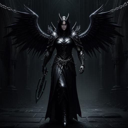 Demonic Warrior Angel in Gothic Cathedral Dungeon
