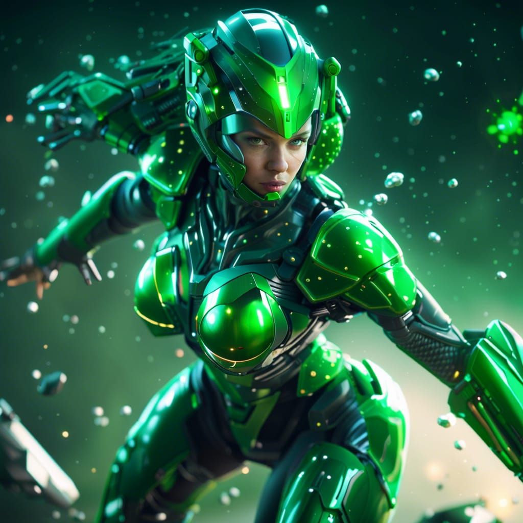 Cybernetic Heroine Battles Ooze in Space