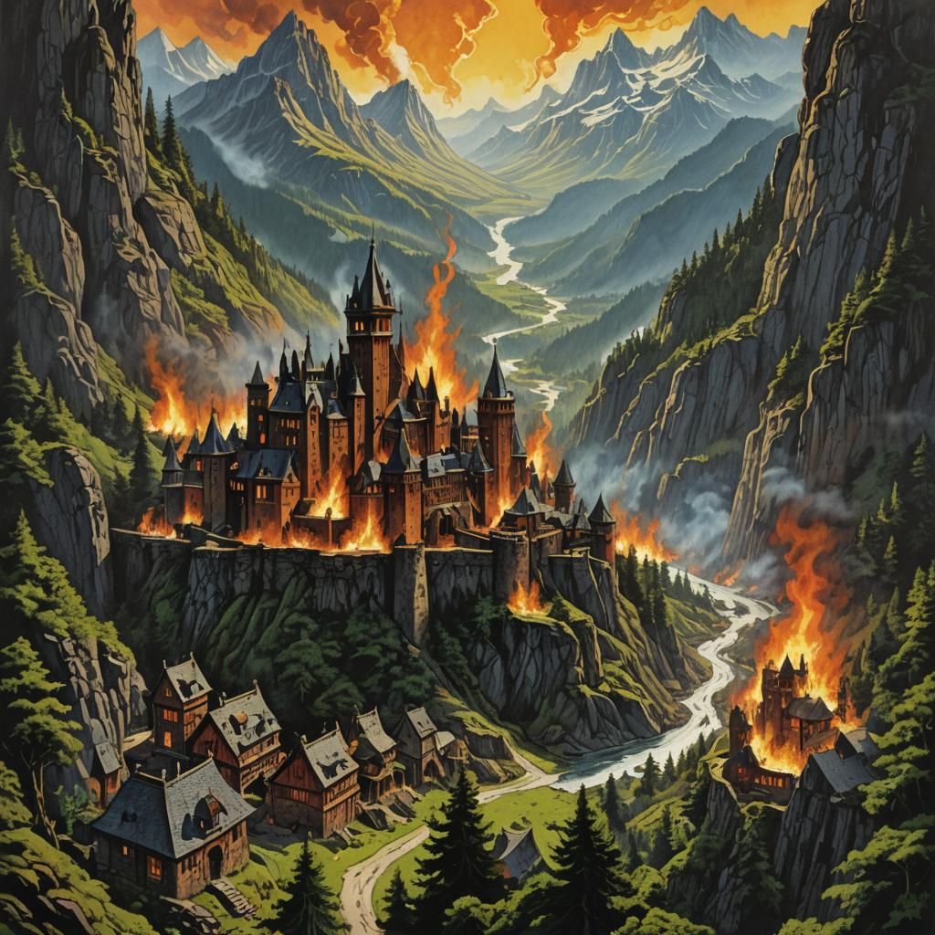 Fantasy Castle Town in Pacific Northwest Paper Art