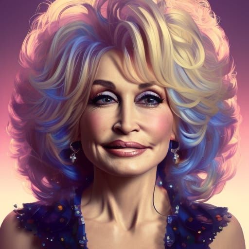 Dolly Parton Portrait in Art Nouveau Style