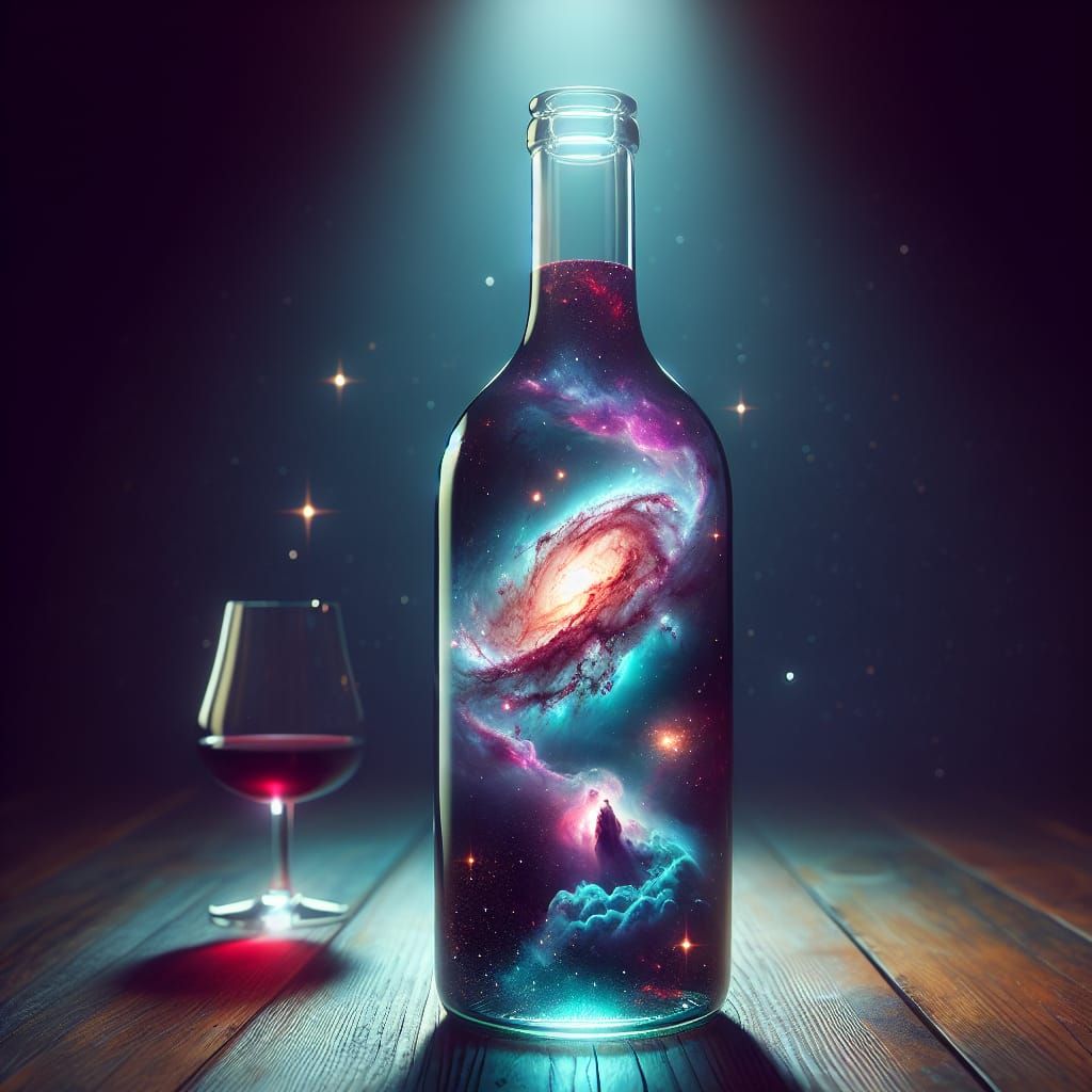 Galaxy in a Wine Bottle: A Cosmic Still Life